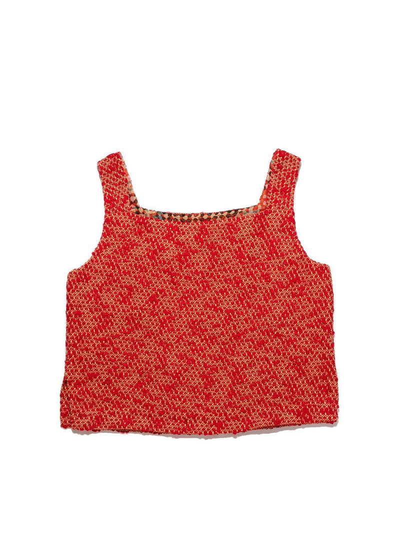 CHANEL Tweed Vest Red Gold-designer resale