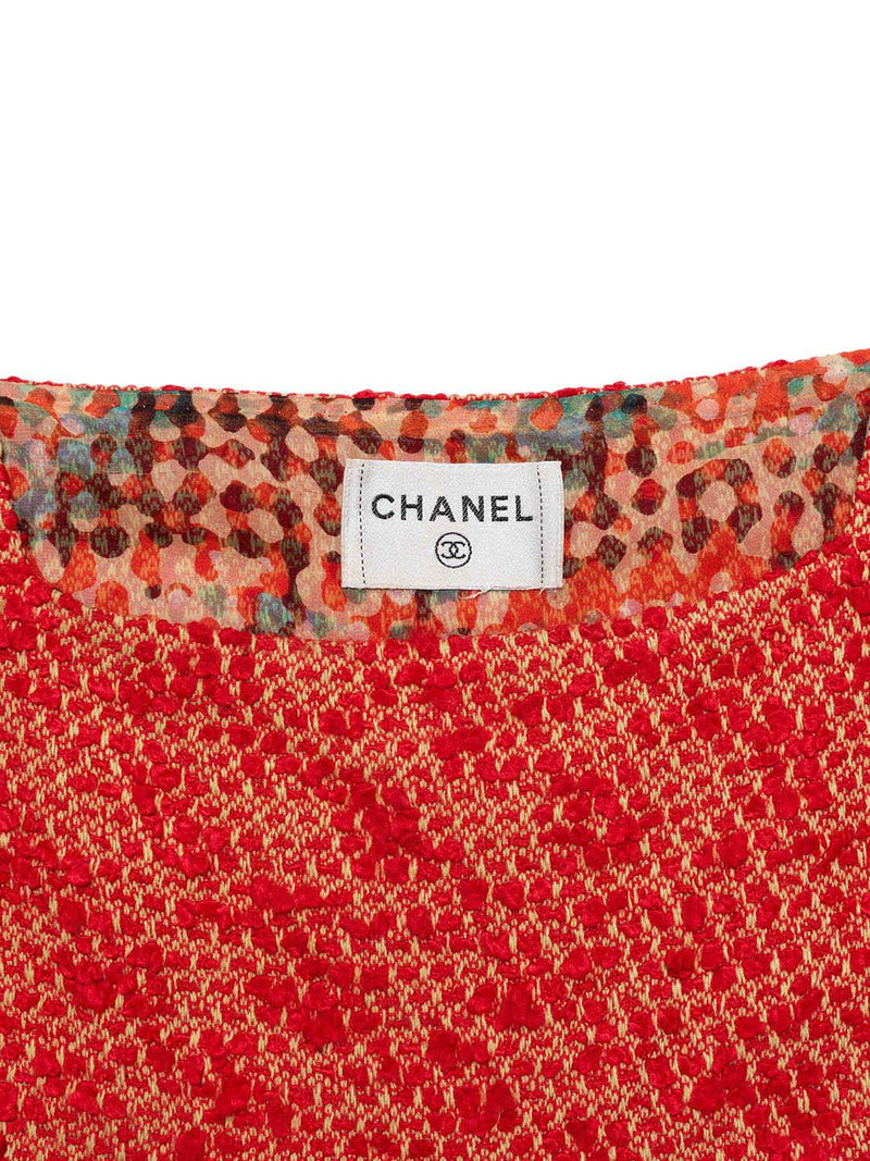 CHANEL Tweed Vest Red Gold-designer resale