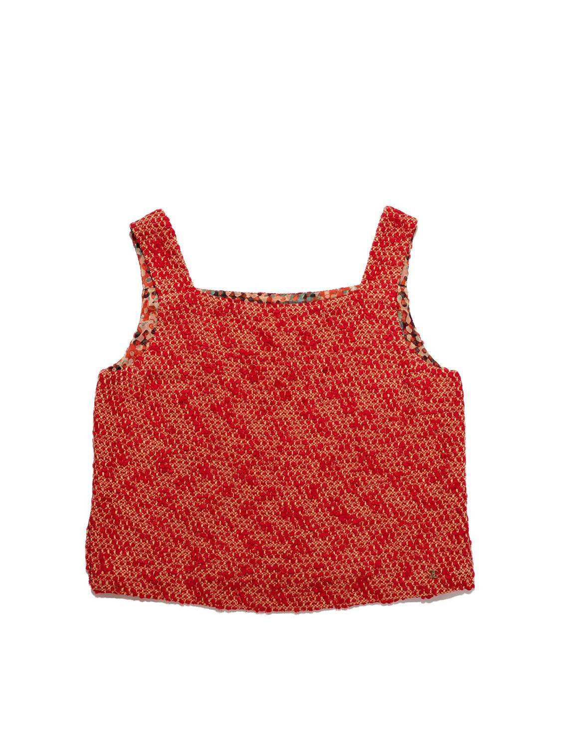 CHANEL Tweed Vest Red Gold-designer resale