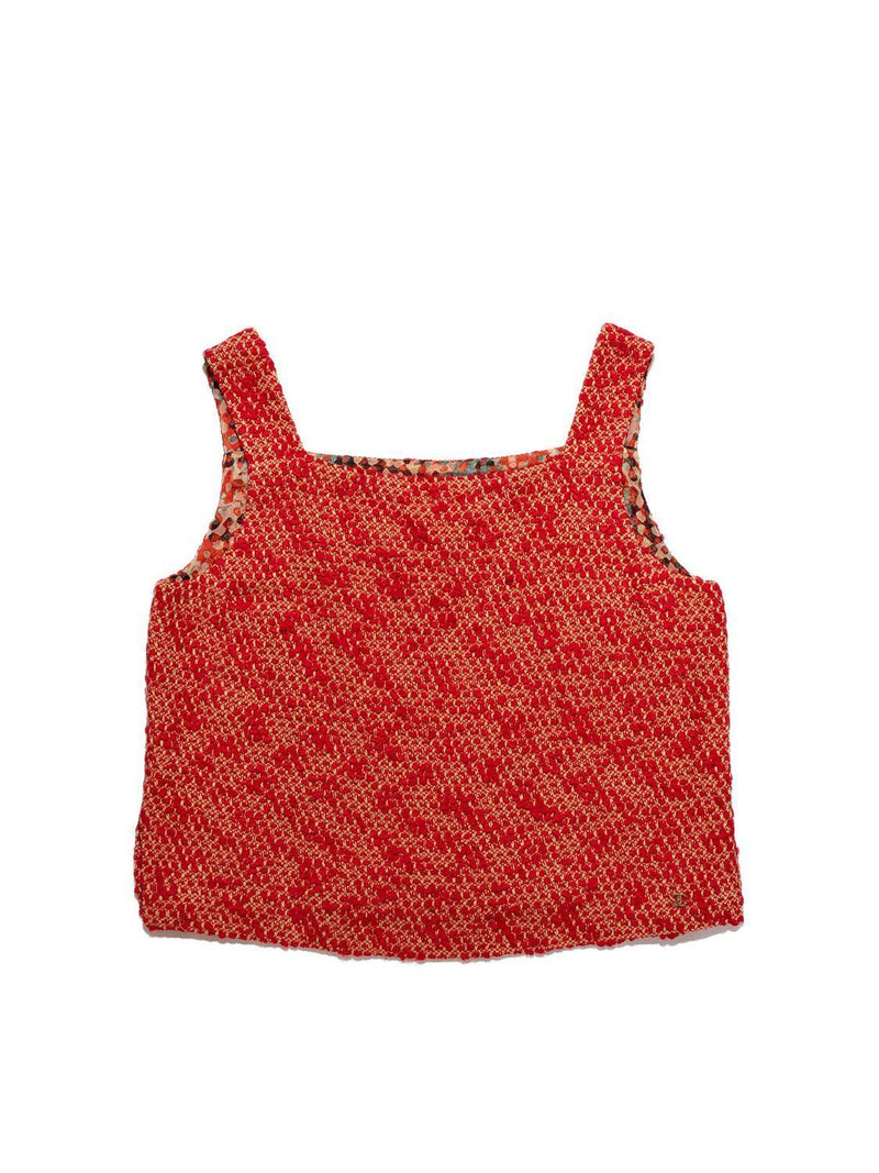 CHANEL Tweed Vest Red Gold-designer resale