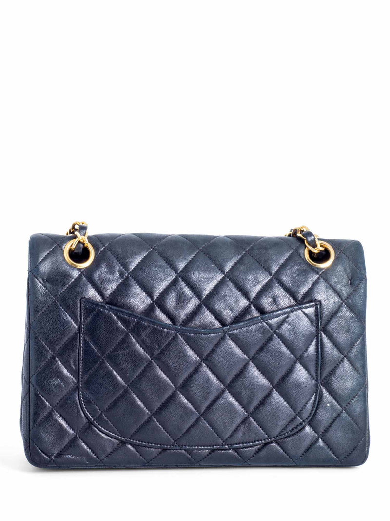 CHANEL Vintage 2.55 Quilted Leather Small Double Flap Bag Black-designer resale