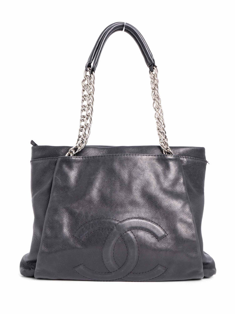 Chanel Caviar Leather Front Pocket Large Shopping Tote (SHF-22100