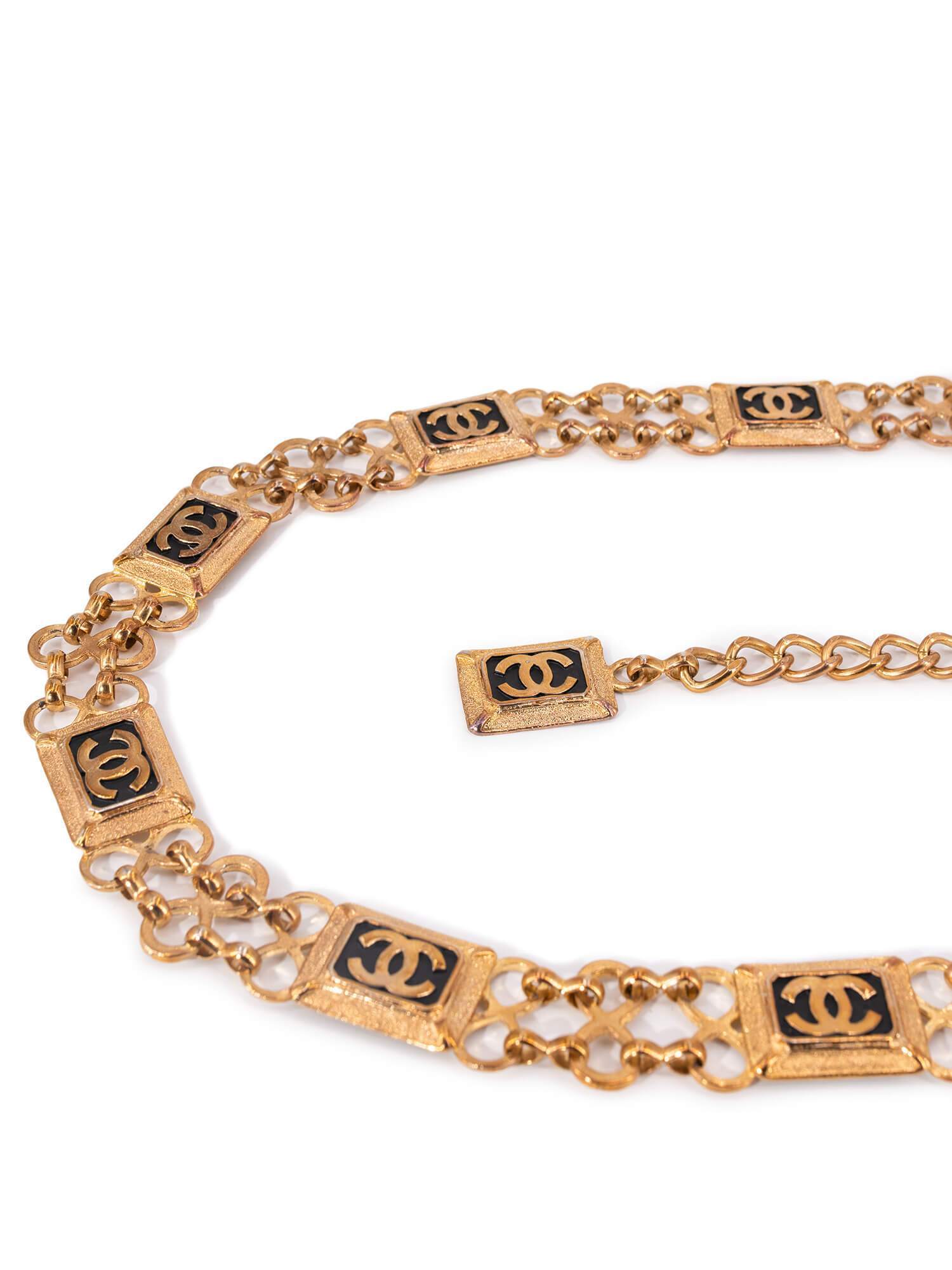 CHANEL Vintage CC Logo Gold Chain Link Belt-designer resale