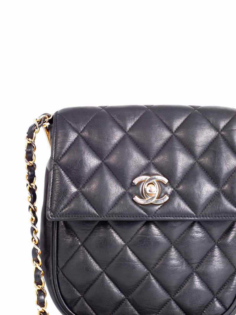  Chanel, Pre-Loved Black Quilted Lambskin Half Flap