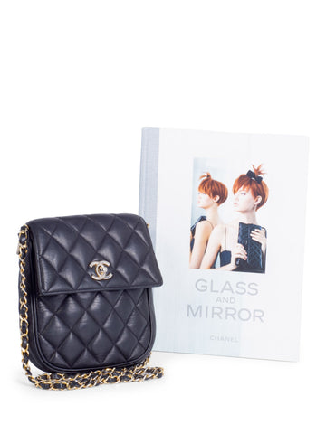 CHANEL Vintage CC Logo Quilted Leather Flap Messenger Bag Black-designer resale