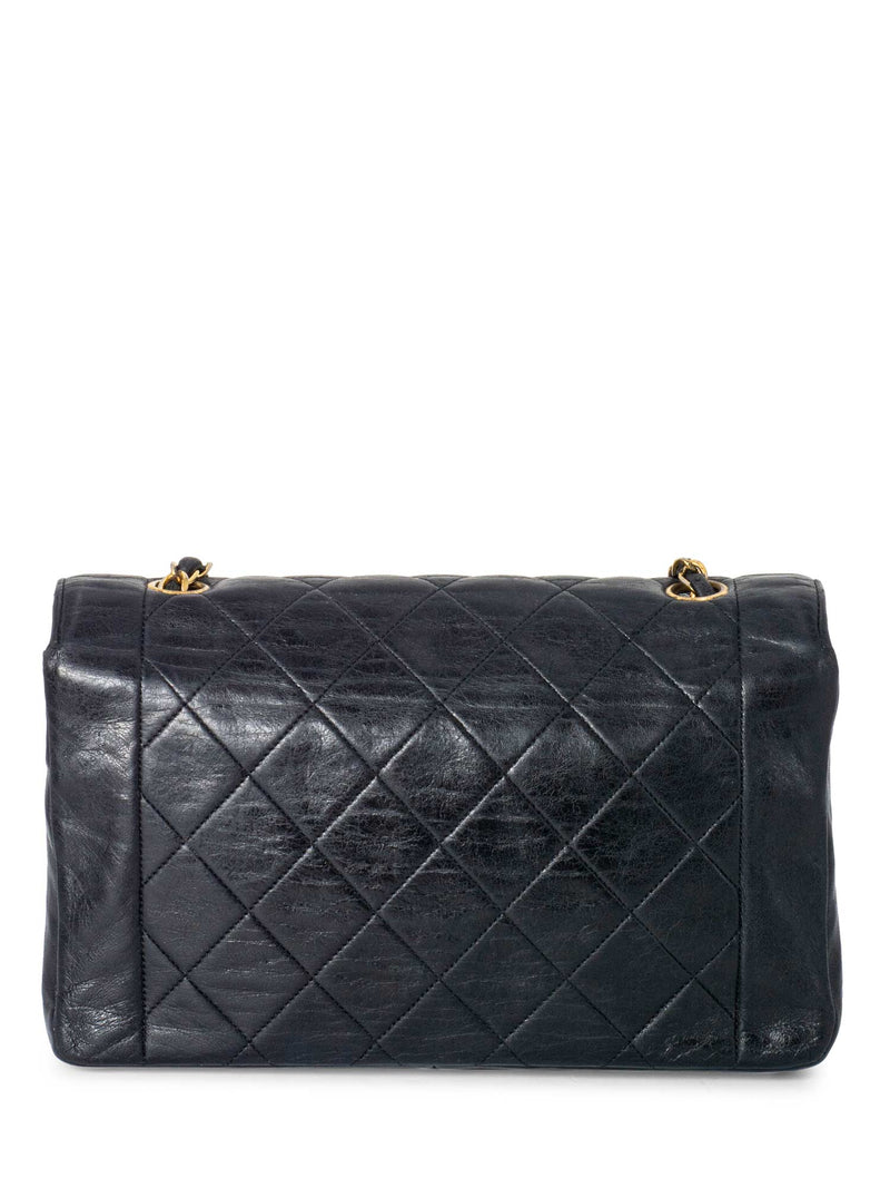 Chanel Vintage Quilted Diana Flap Bag Black Caviar 24K gold Plated