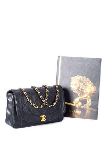 CHANEL Vintage Diana Flap Medium Bag Black-designer resale