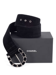 Belt CHANEL T 90 black leather and double loop C sheathed in black  leather - VALOIS VINTAGE PARIS