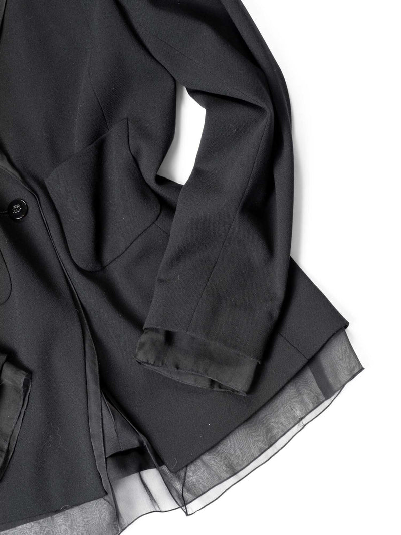 Chanel Black Wool Blend Blazer Jacket Size 44 - Yoogi's Closet