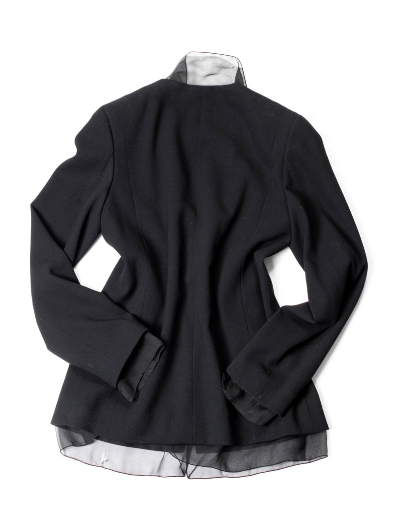 CHANEL Wool CC Logo Fitted Jacket Black-designer resale