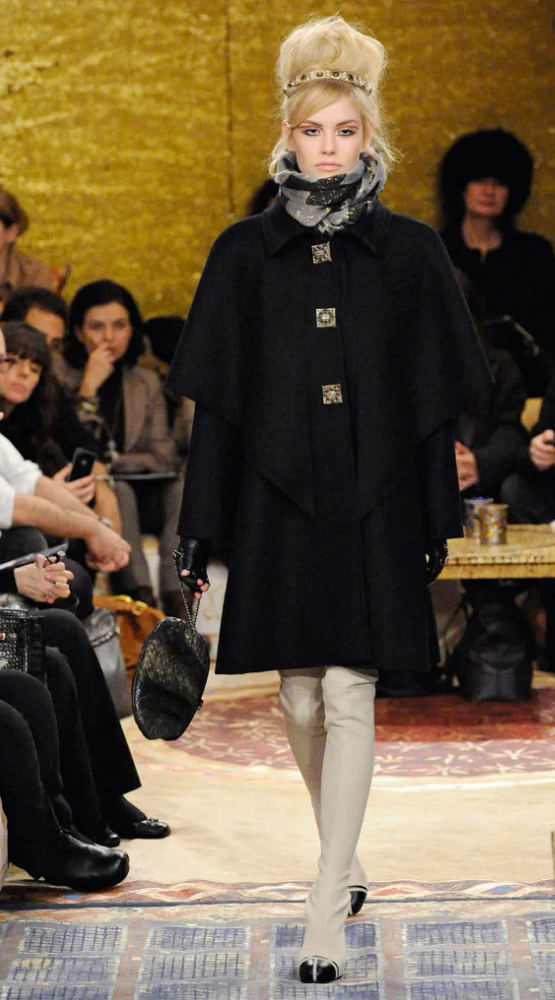 CHANEL Wool Paris Byzance Gripoix Coat Black-designer resale
