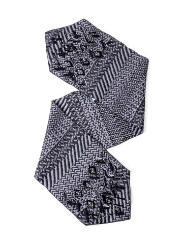 CHANEL Wool Sequin Embroidered Scarf Grey Black-designer resale