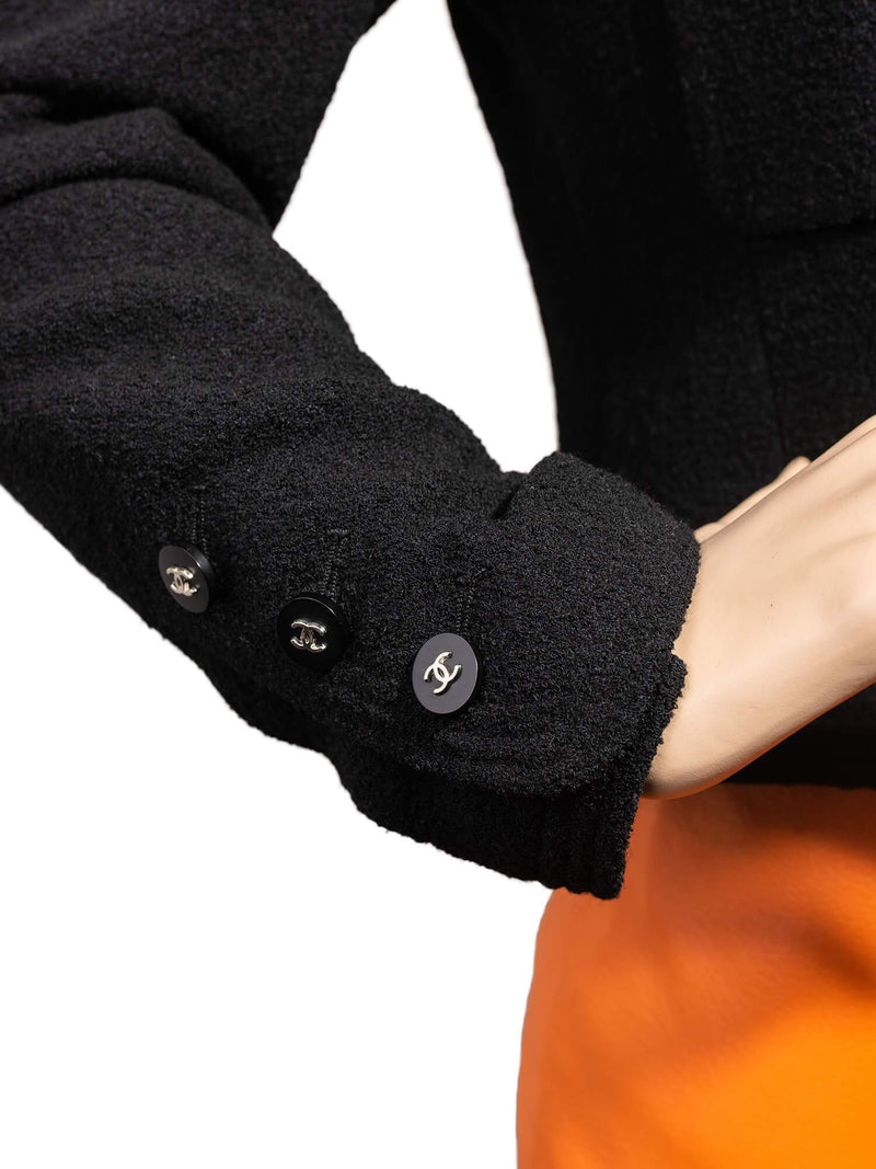 CHANEL Wool Tweed Fitted Jacket Black-designer resale