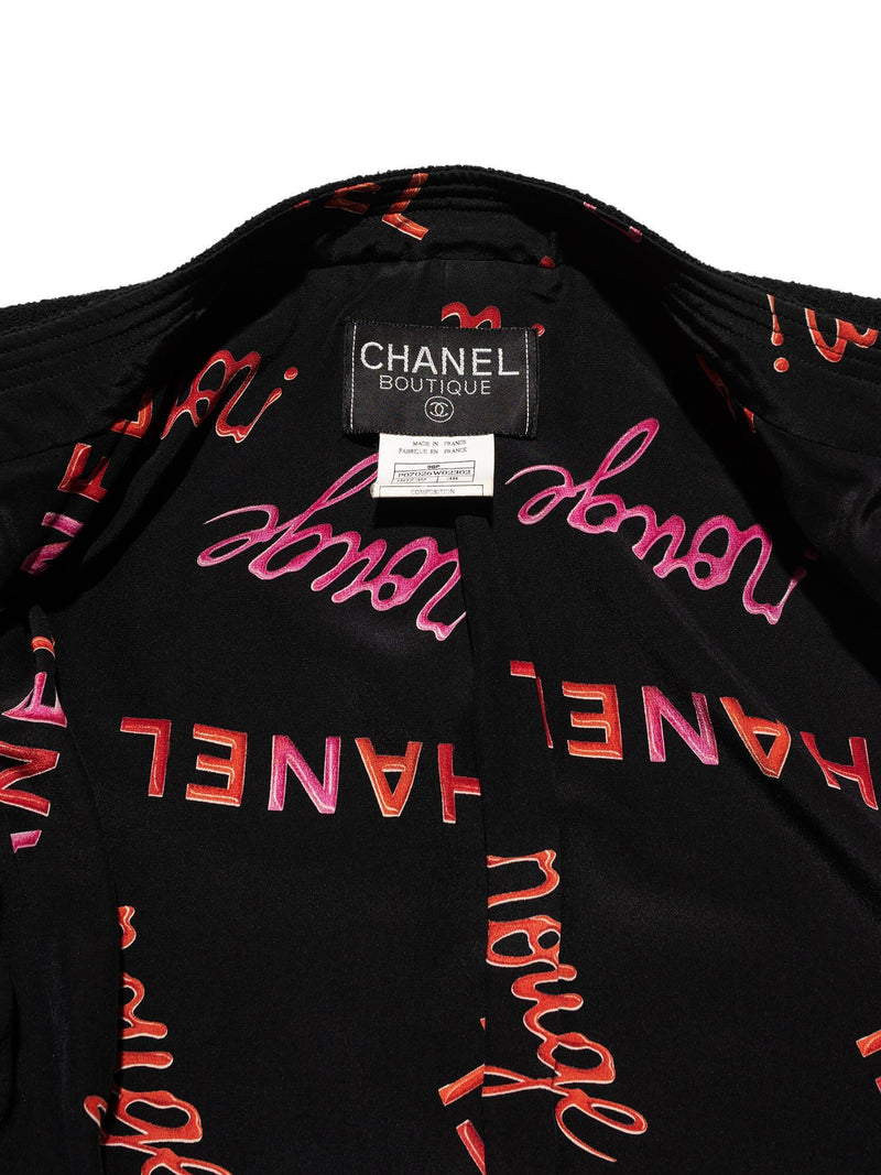 CHANEL Wool Tweed Fitted Jacket Black-designer resale
