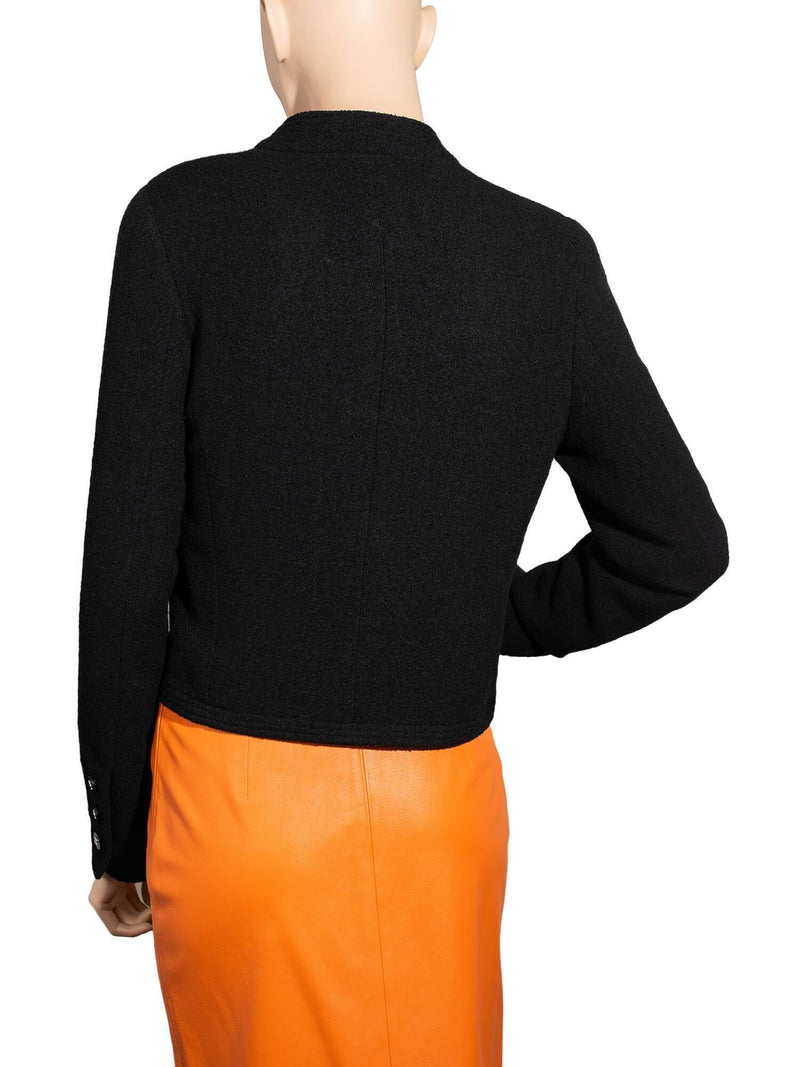 CHANEL Wool Tweed Fitted Jacket Black-designer resale
