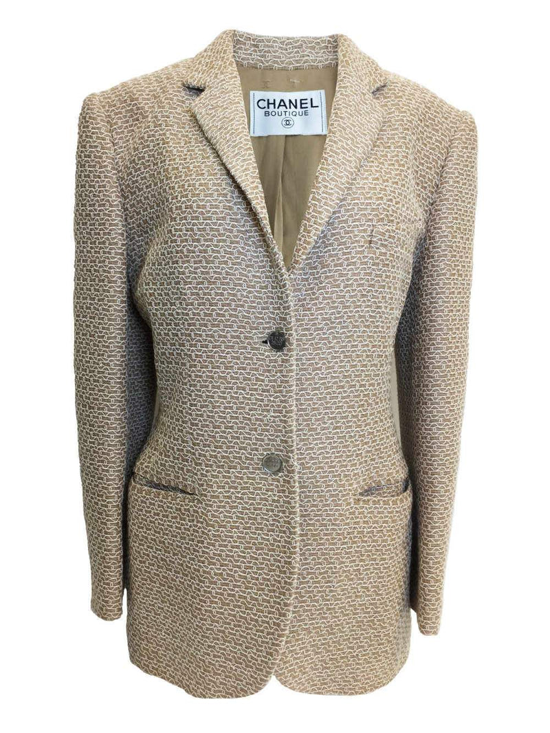 CHANEL Wool Tweed Jacket Beige-designer resale
