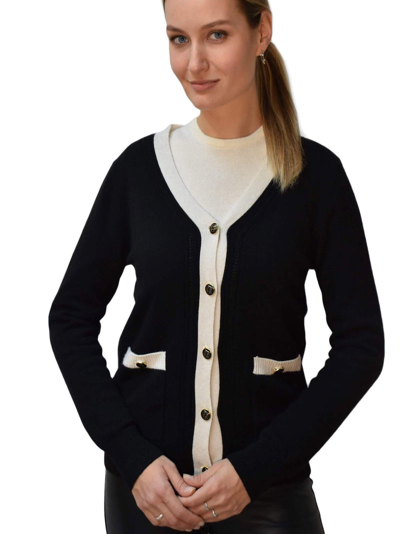 CODO Cashmere Cardigan Black White-designer resale