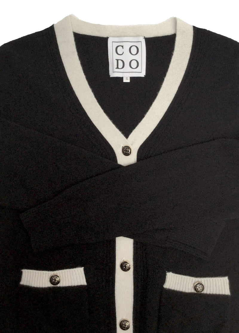 CODO Cashmere Cardigan Black White-designer resale