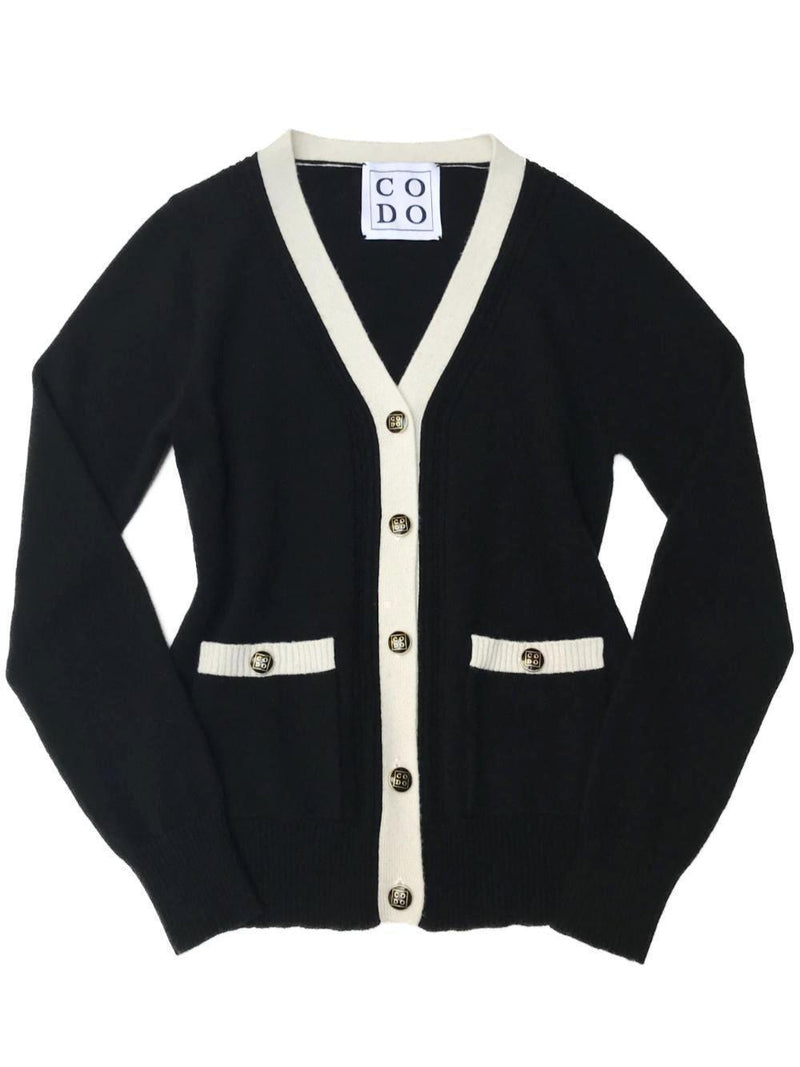 CODO Cashmere Cardigan Black White-designer resale