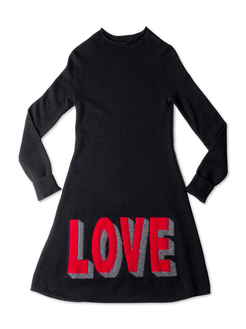 CODO Cashmere Knit Love Mini Dress Black-designer resale