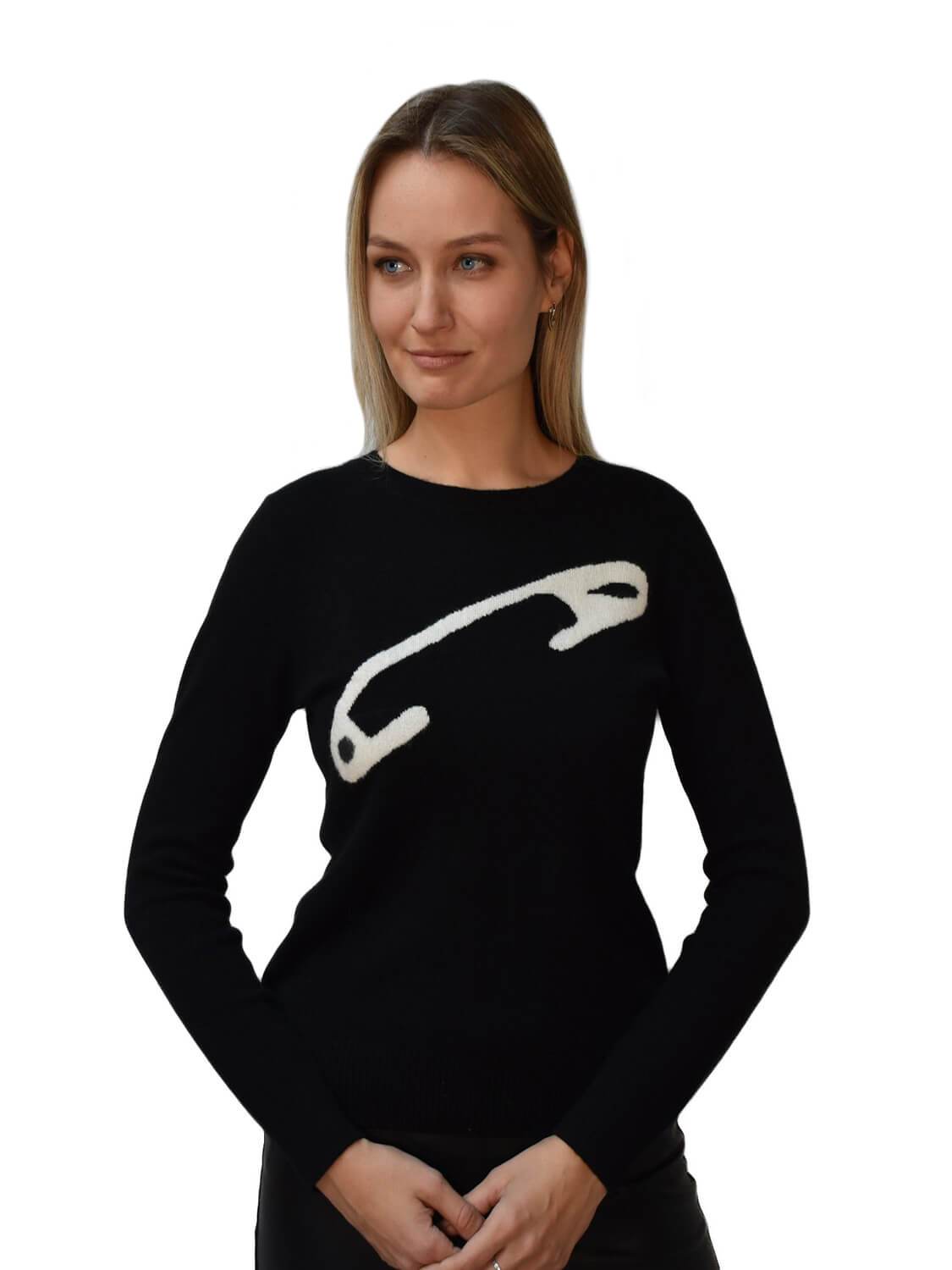 CODO Cashmere Pin Sweater Black White