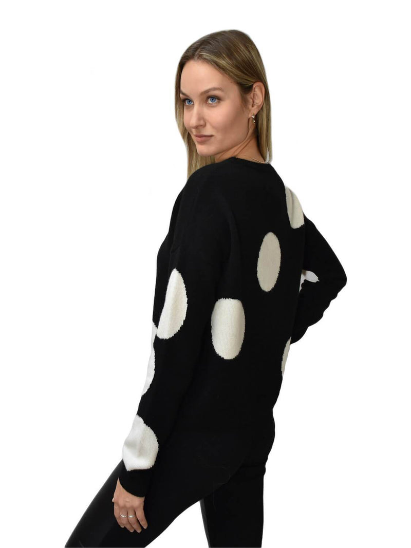 CODO Cashmere Polka Dot Sweater Black White-designer resale