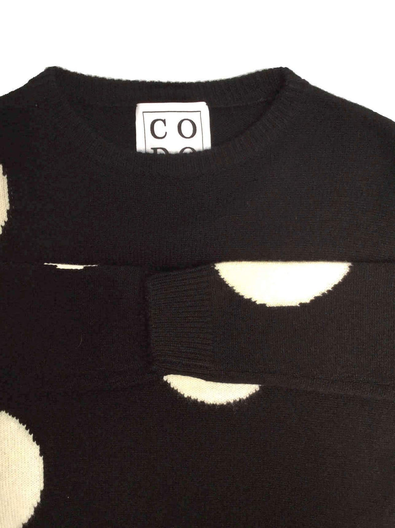 CODO Cashmere Polka Dot Sweater Black White-designer resale