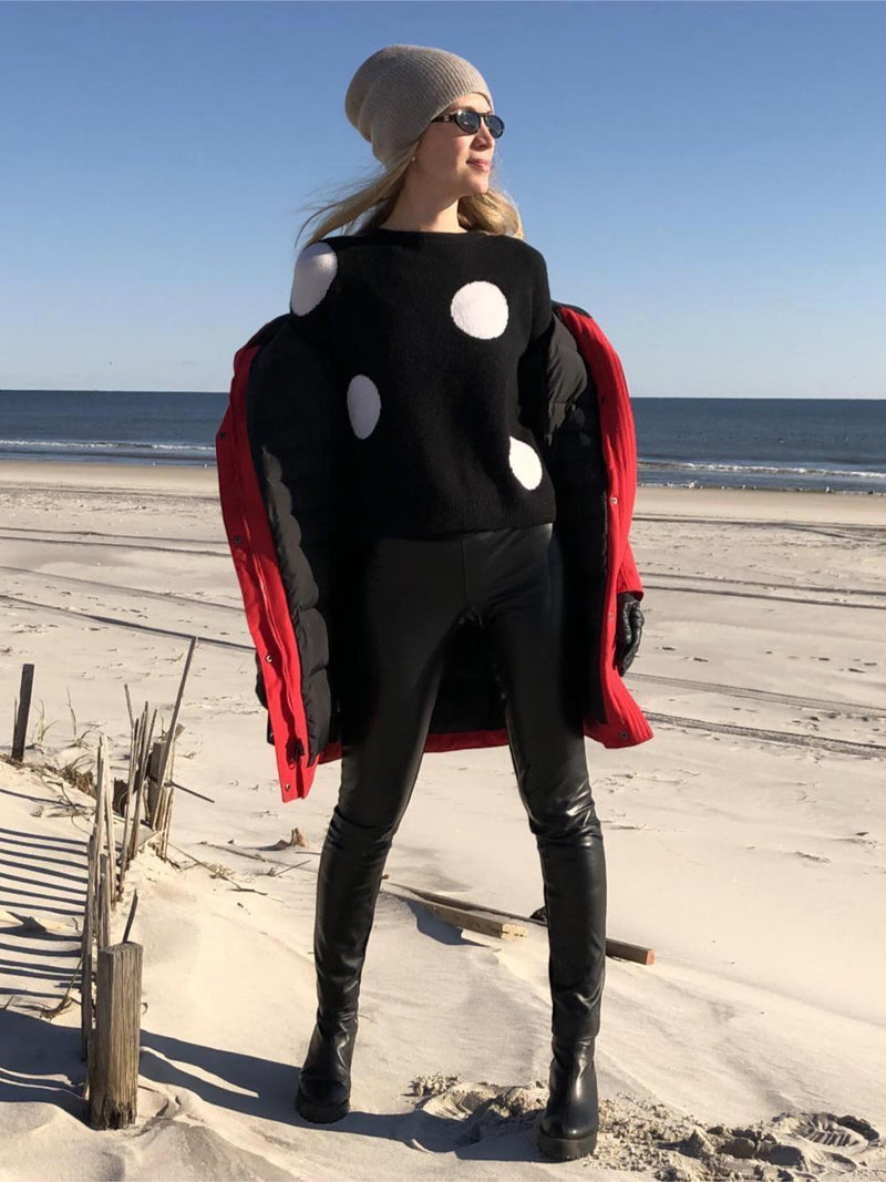 CODO Cashmere Polka Dot Sweater Black White-designer resale