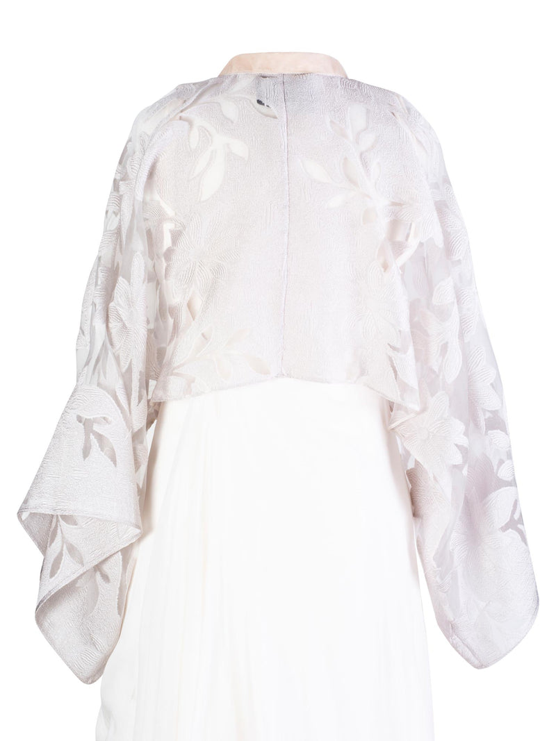 CODO Chiffon Velvet Embroider Cape Ivory Taupe-designer resale