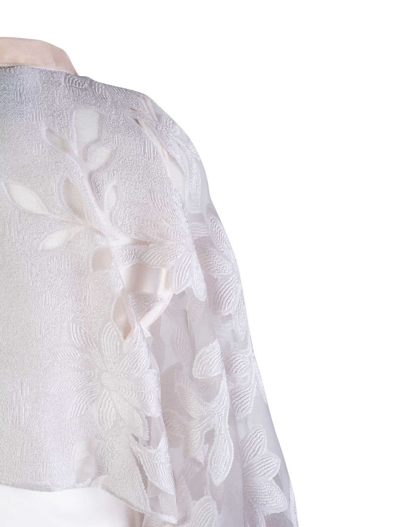 CODO Chiffon Velvet Embroider Cape Ivory Taupe-designer resale