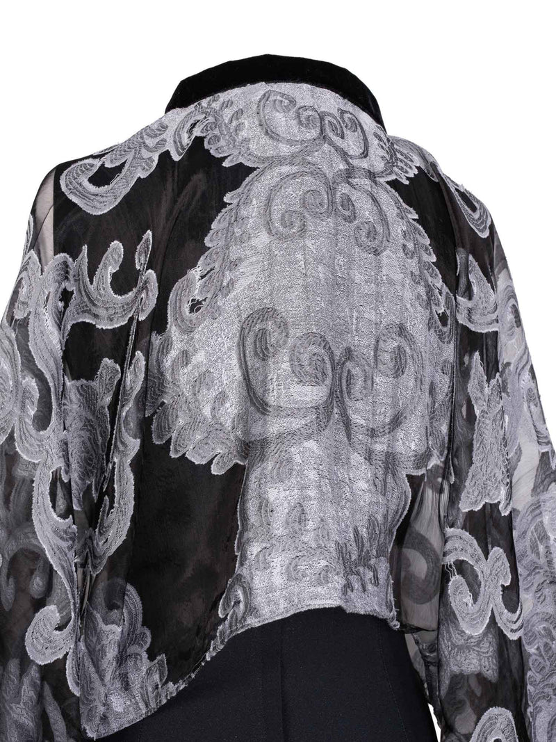 CODO Chiffon Velvet Embroidered Cape Black-designer resale