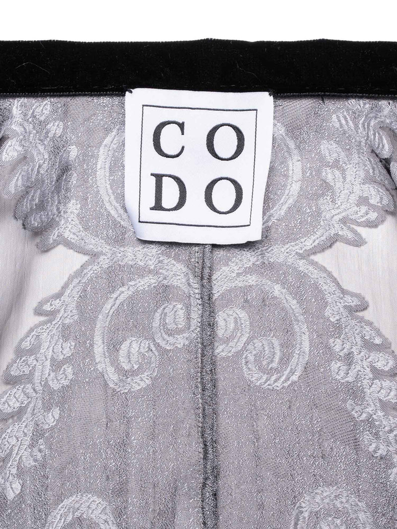 CODO Chiffon Velvet Embroidered Cape Black-designer resale