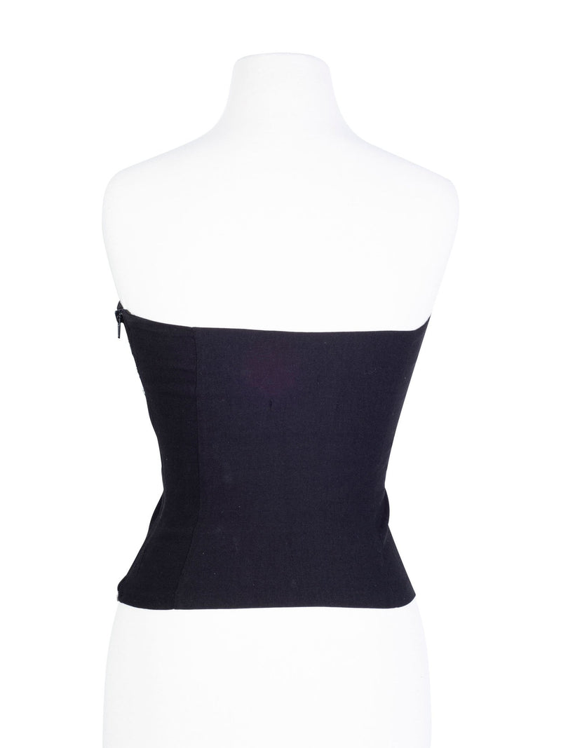 CODO Cotton Embroidered Corset Top Black-designer resale