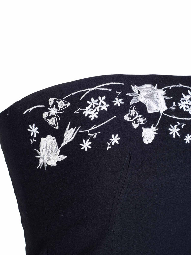 CODO Cotton Embroidered Corset Top Black-designer resale
