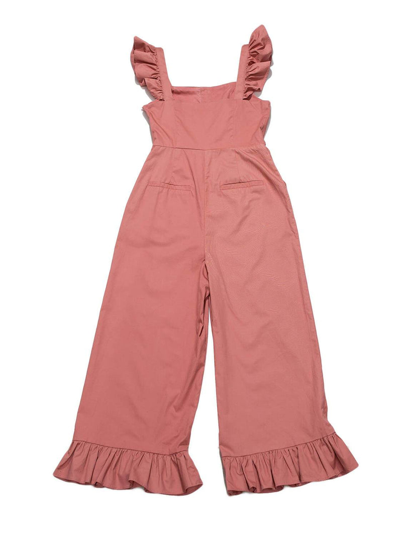 CODO Cotton Fitted Jumpsuit Ruffles Pink-designer resale