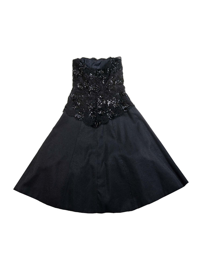 CODO Cotton Lace Embroidered A-line Dress Black-designer resale