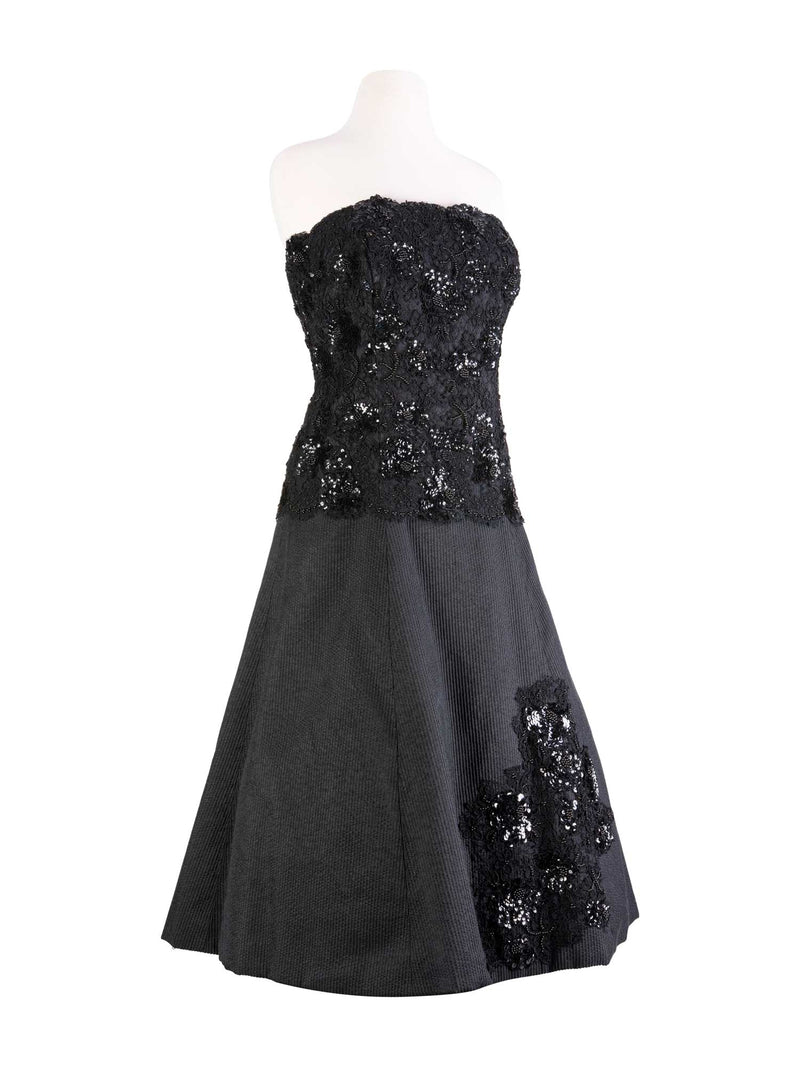 Codo Cotton Lace Embroidered A-Line Dress Black Codo Cotton Lace Embroidered A-Line Dress Black