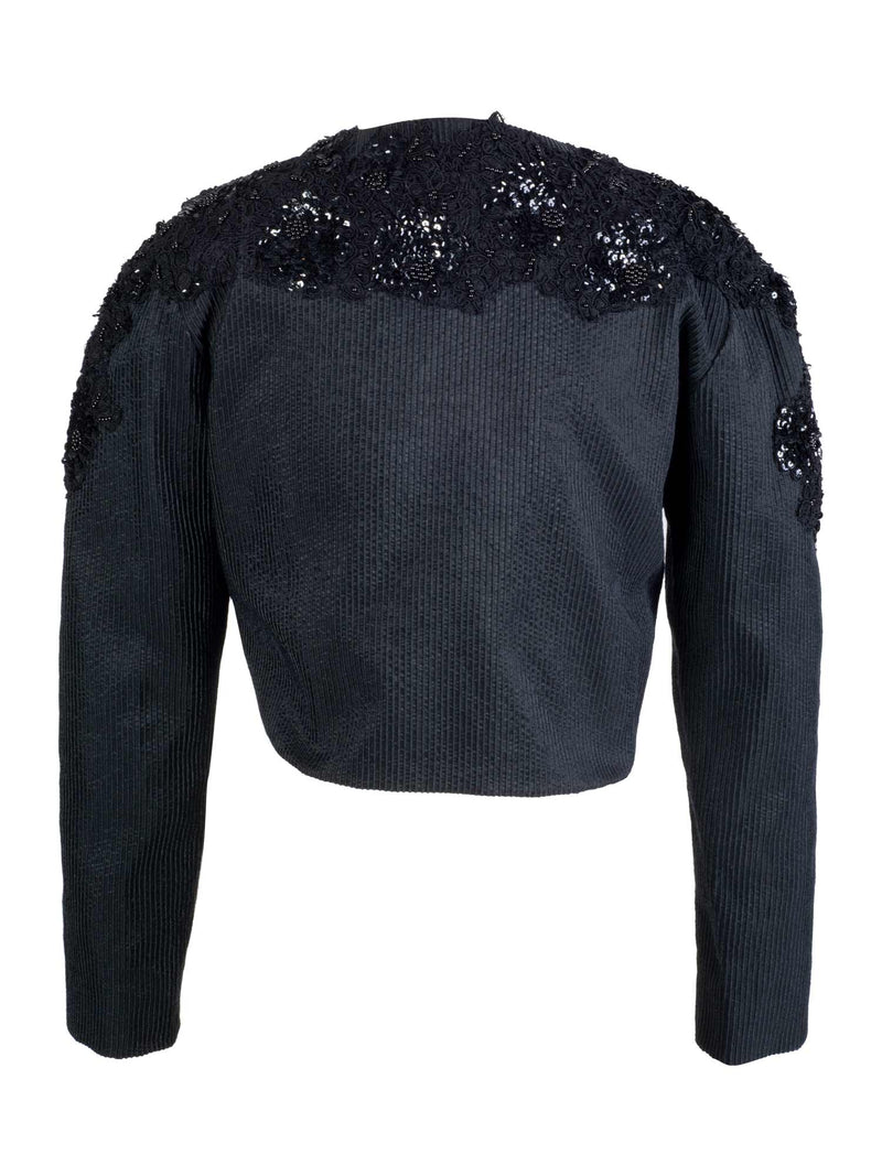CODO Cotton Lace Embroidered Bolero Jacket Black-designer resale