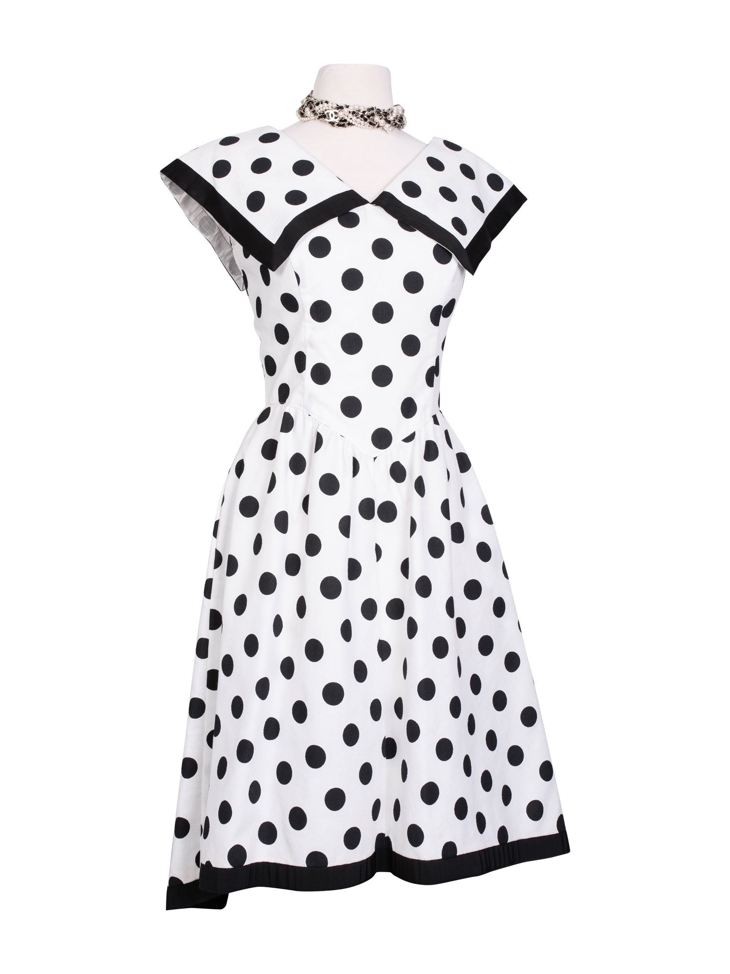 CODO Cotton Polka Dot A-Line Dress Black White-designer resale