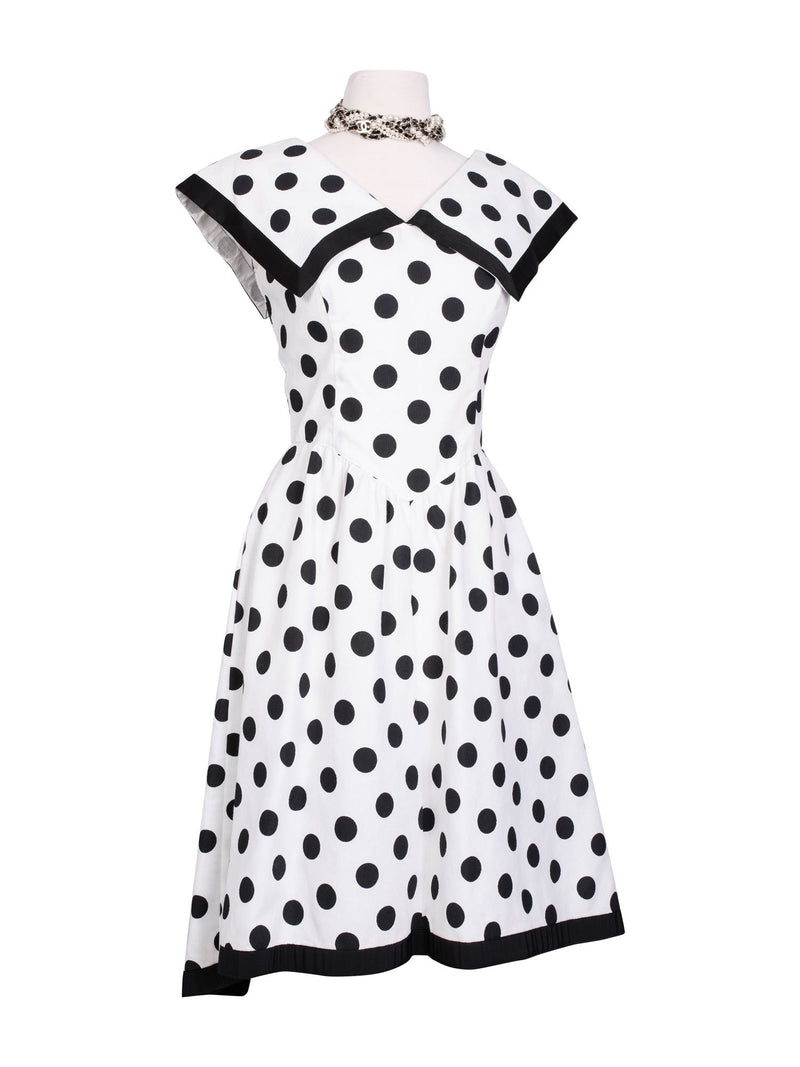 CODO Cotton Polka Dot A-Line Dress Black White CODO Cotton Polka Dot A-Line Dress Black White