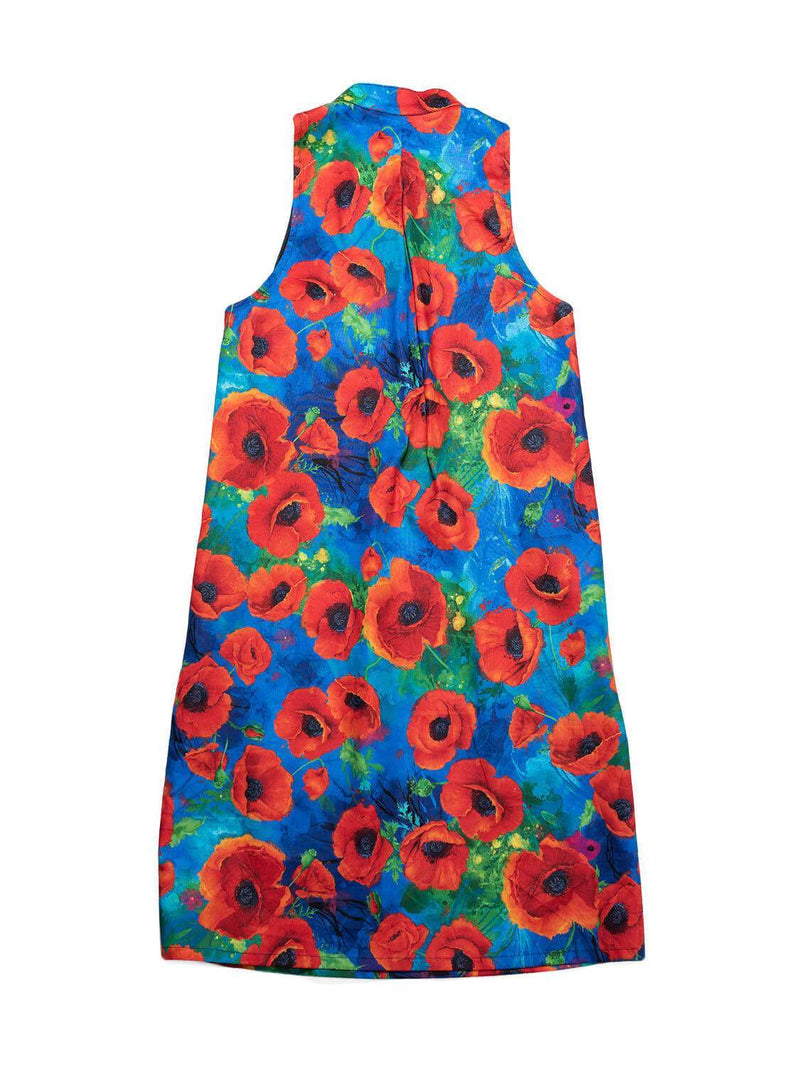 CODO Cotton Poppy Flower Print Halter Dress Multicolor-designer resale
