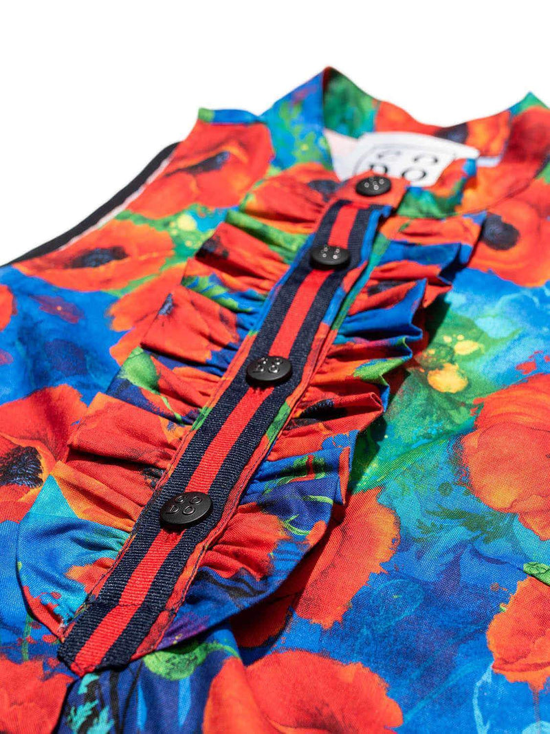 CODO Cotton Poppy Flower Print Halter Dress Multicolor-designer resale