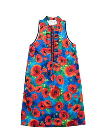 CODO Cotton Poppy Flower Print Halter Dress Multicolor-designer resale