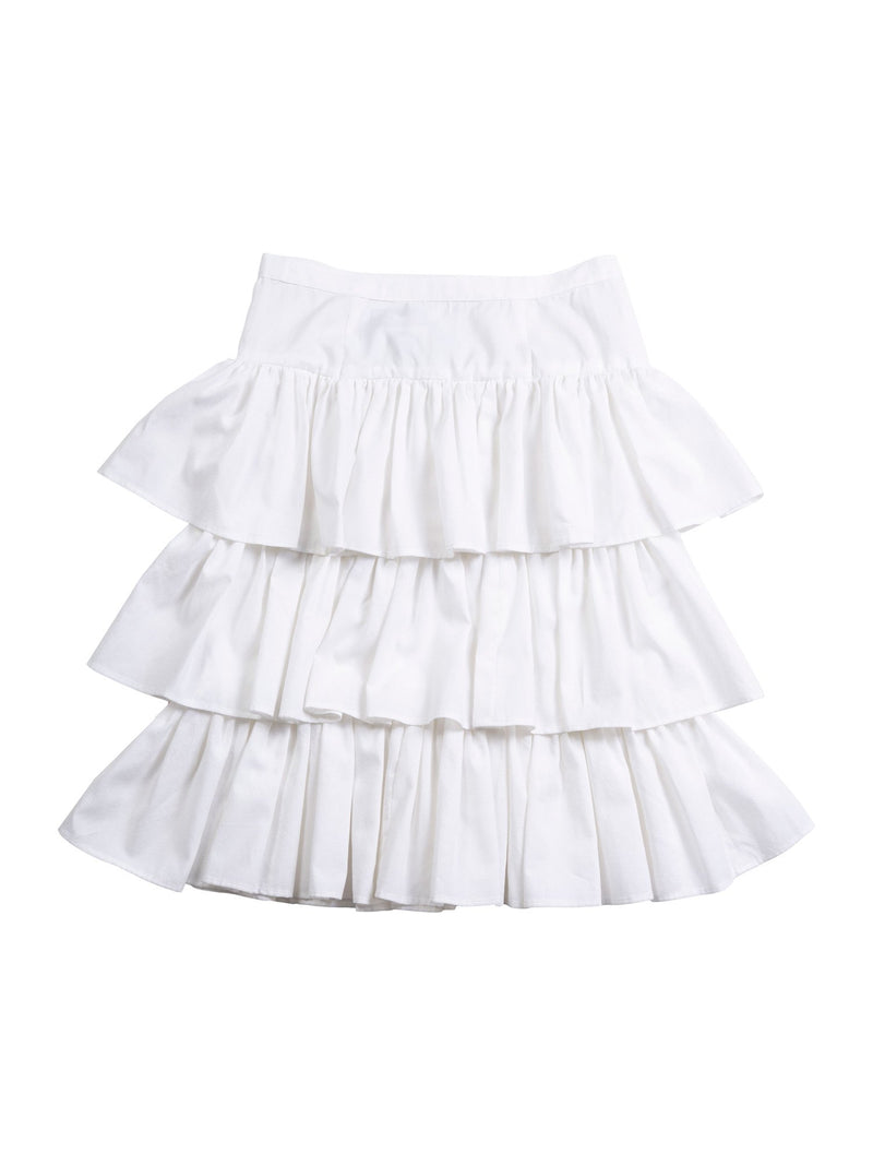 CODO Cotton Ruffle Midi Skirt White-designer resale