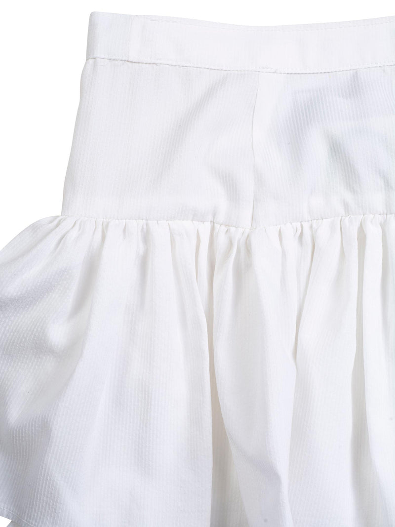 CODO Cotton Ruffle Midi Skirt White-designer resale