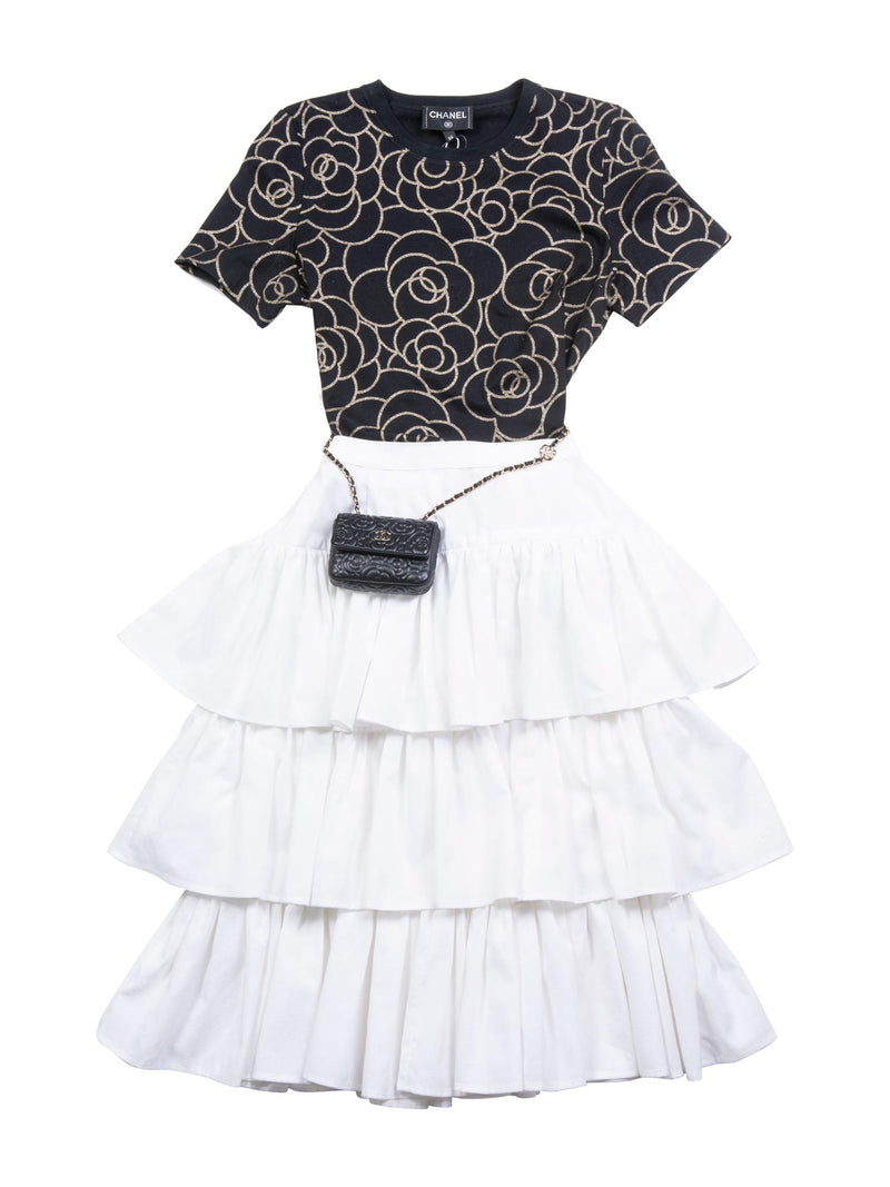 CODO Cotton Ruffle Midi Skirt White-designer resale