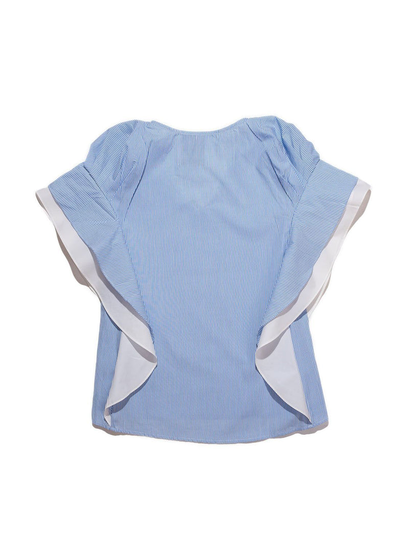 CODO Cotton Ruffle Shirt Blue-designer resale