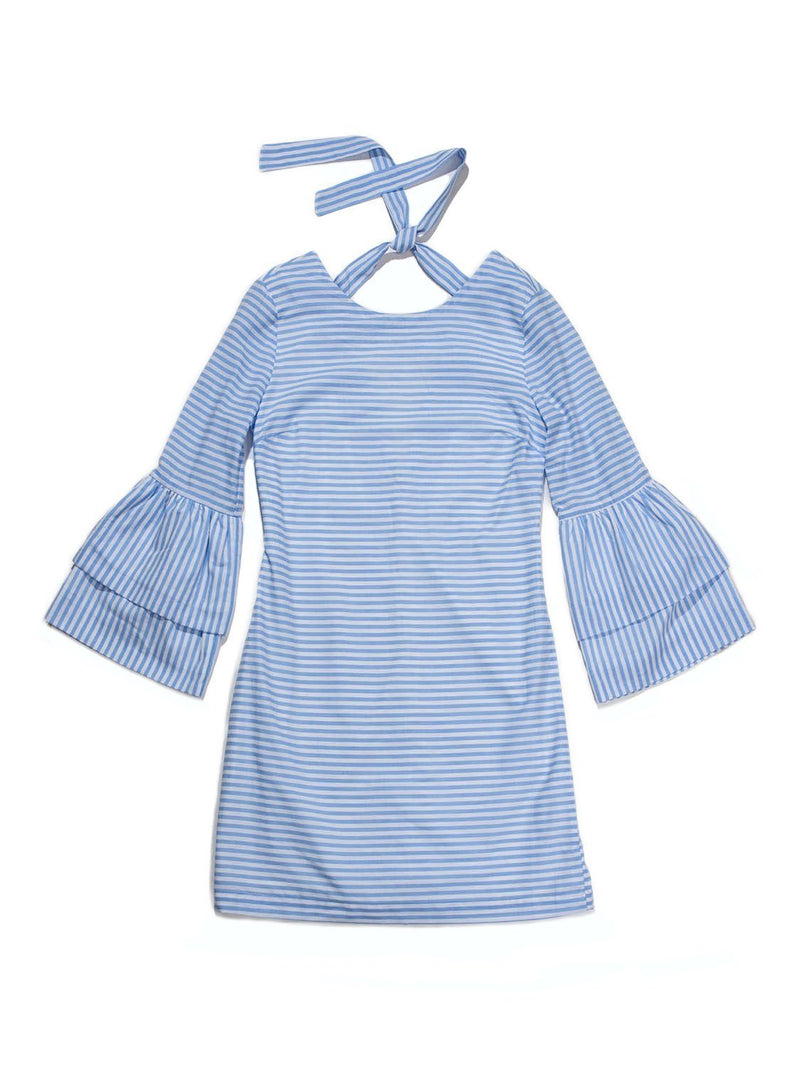 blue and white bell sleeve dress Elven Blue Velvet Bell Sleeve Dress S