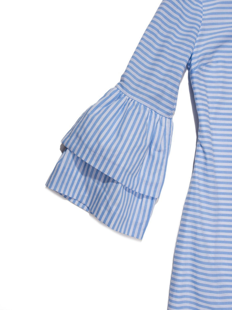 CODO Cotton Striped Bell Sleeve Mini Dress Blue White CODO Cotton Striped Bell Sleeve Mini Dress Blue White