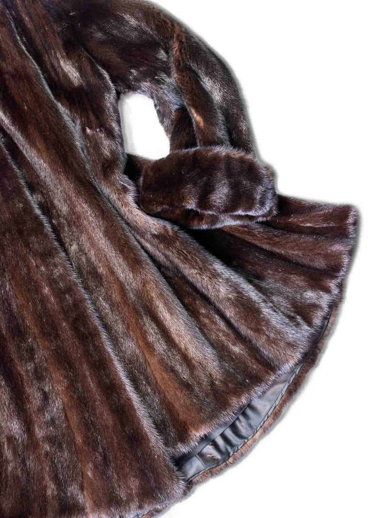 CODO Genuine Mink Fur Hooded Coat Brown-designer resale